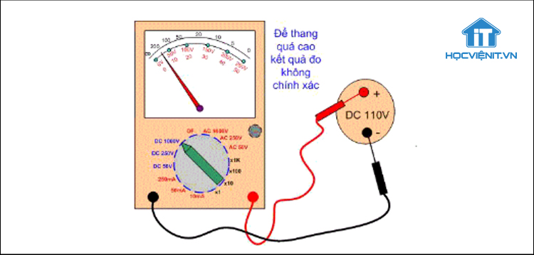 Dùng đồng hồ vạn năng đo điện áp một chiều DC