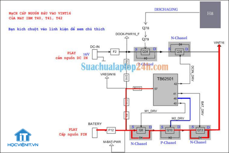 Mạch cấp nguồn đầu vào khi cấp nguồn Pin