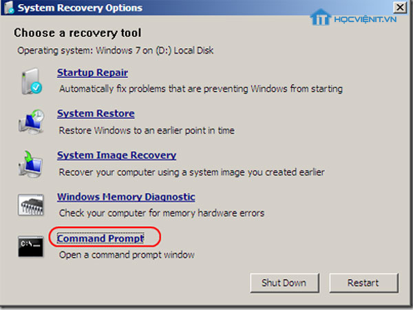 Chọn Command Prompt