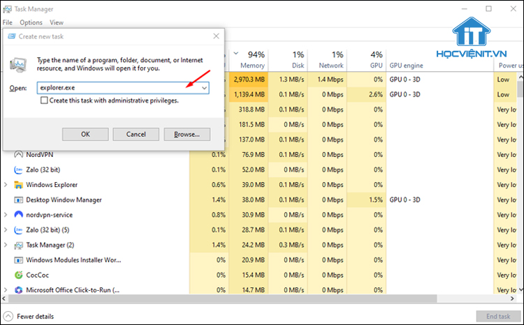 Cài đặt lại Windows Explorer