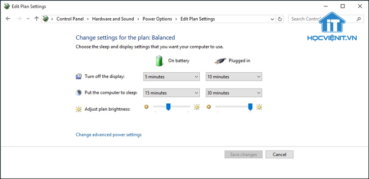 Change Advanced Power Settings