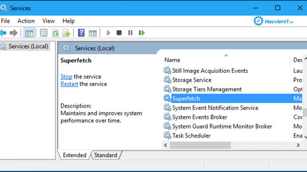 Tắt Service Superfetch Tắt Service Superfetch