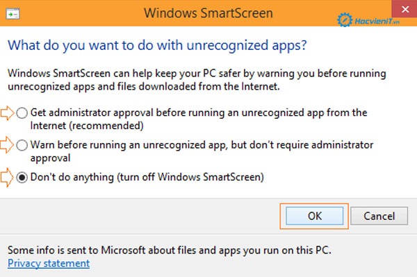 Tắt Windows SmartScreen Tắt Windows SmartScreen