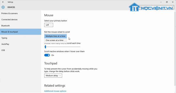 Mouse and touchpad settings