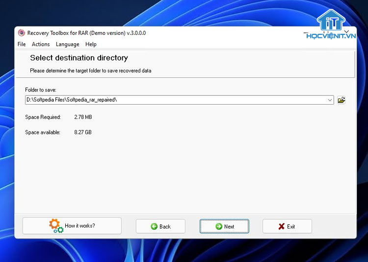 Giao diện phần mềm Recovery Toolbox for Rar