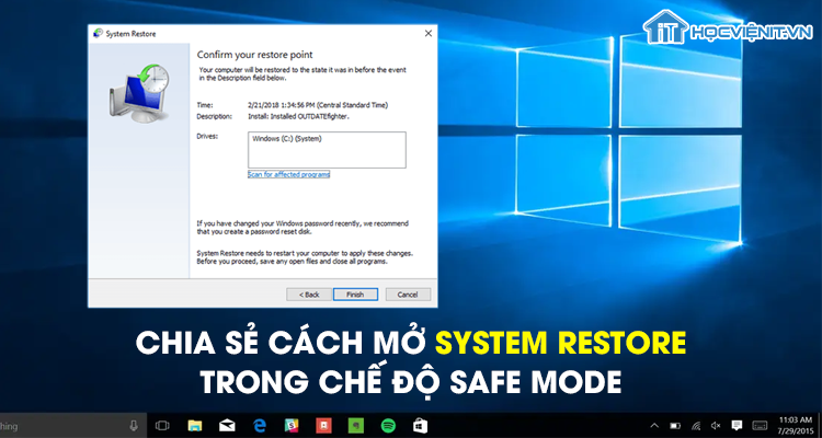 Chia sẻ cách mở System Restore trong chế độ Safe Mode