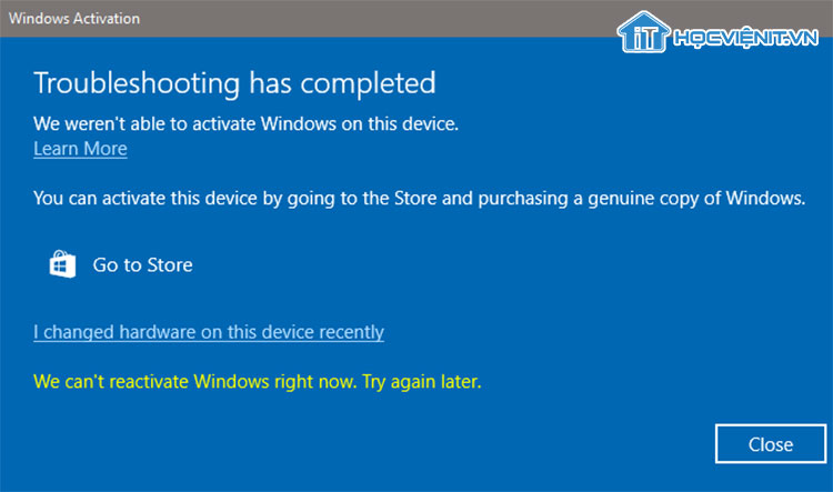 Kích hoạt lại từ bên trong Windows 10