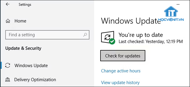 Kiểm tra các bản cập nhật của Windows