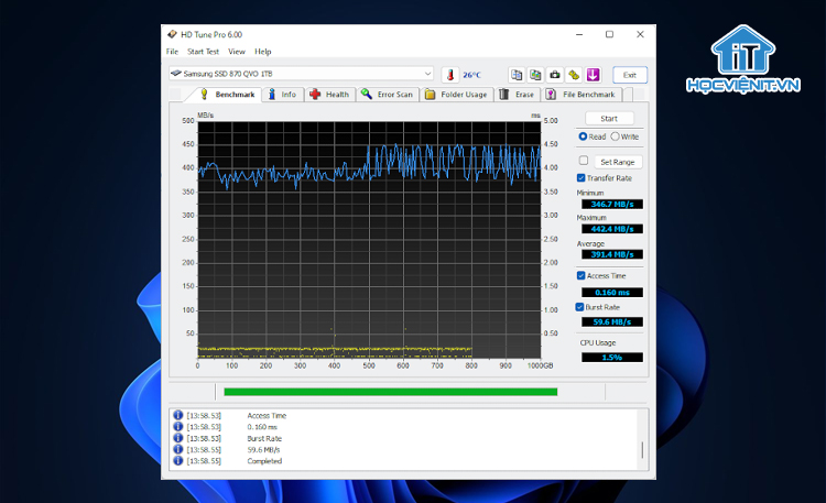 Giao diện của phần mềm HDTunePro