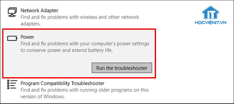 Nhấn Run the troubleshooter