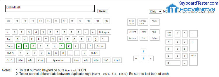 Trang web keyboardtester.com