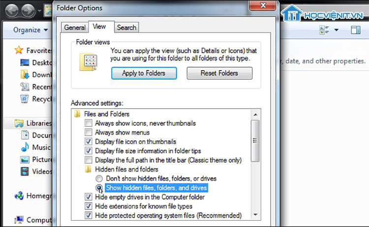 Show hidden files, folders and drive