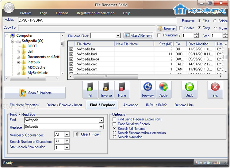 Giao diện phần mềm File Renamer Basic