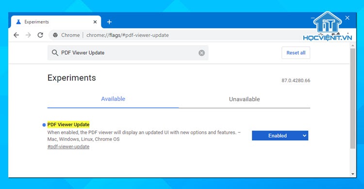 Kích hoạt PDF Viewer Update trên Chrome 87