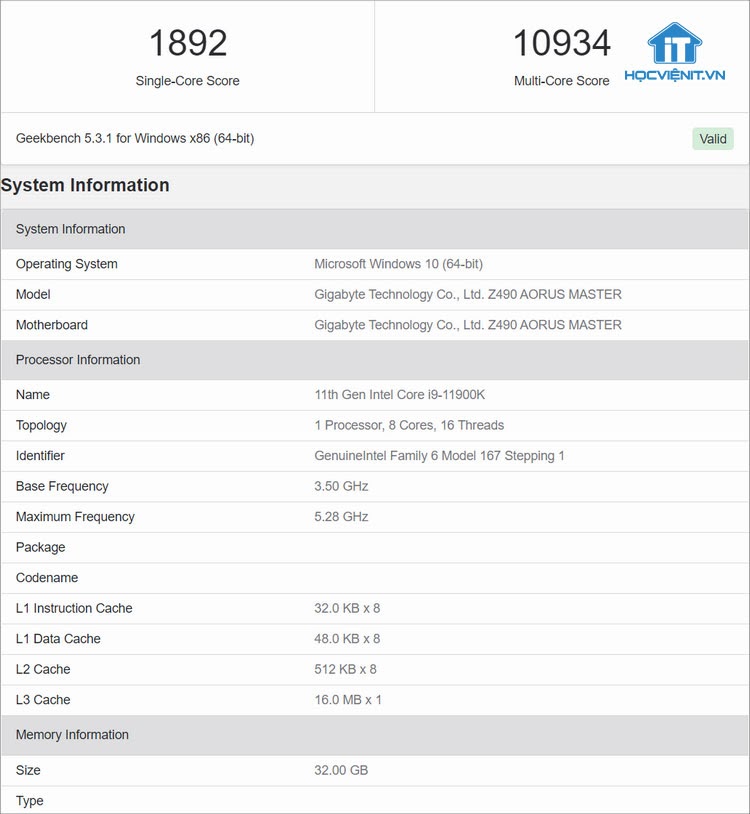 Thông số kỹ thuật ấn tượng của Intel Core i9-11900K thế hệ mới