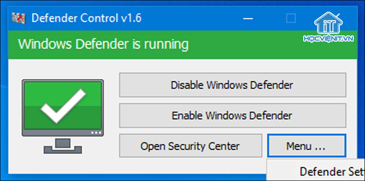 Tắt phần mềm diệt virus bằng Defender Control