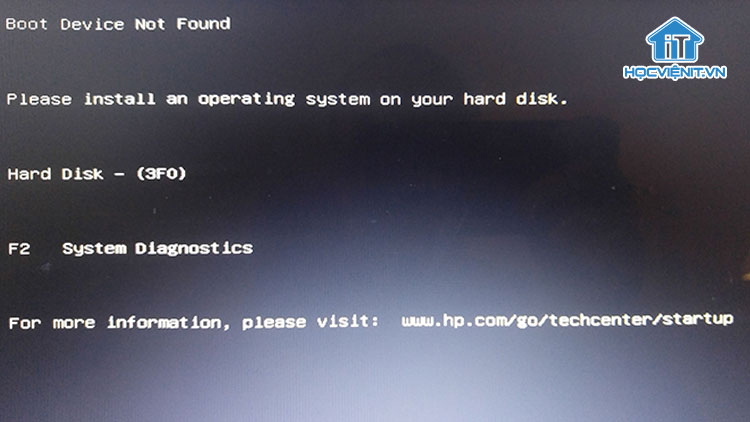 Biểu hiện của laptop bị lỗi Boot Device Not Found