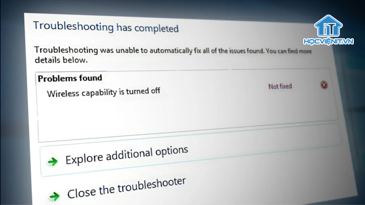 Lỗi Wireless Capability Is Turned Off