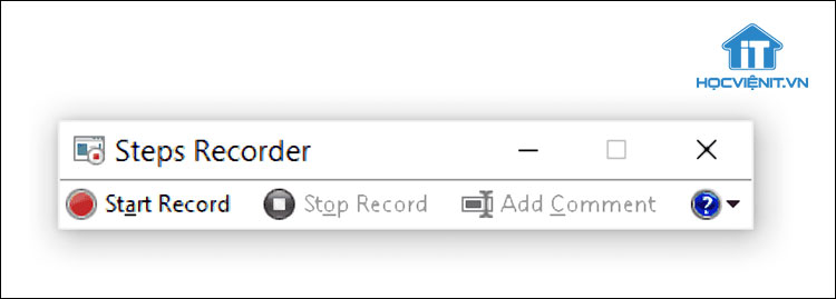 Giao diện Problem Steps Recorder trên Windows