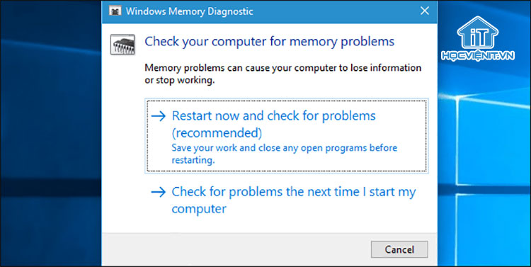 Sử dụng Windows Memory Diagnostic