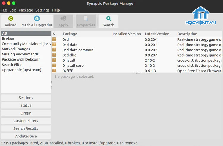 Sử dụng Synaptic Package Manager