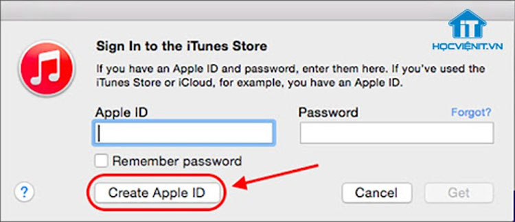 Chọn Create Apple ID 