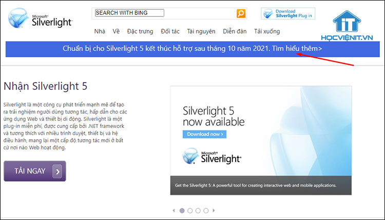 Trang web Silverlight của Microsoft