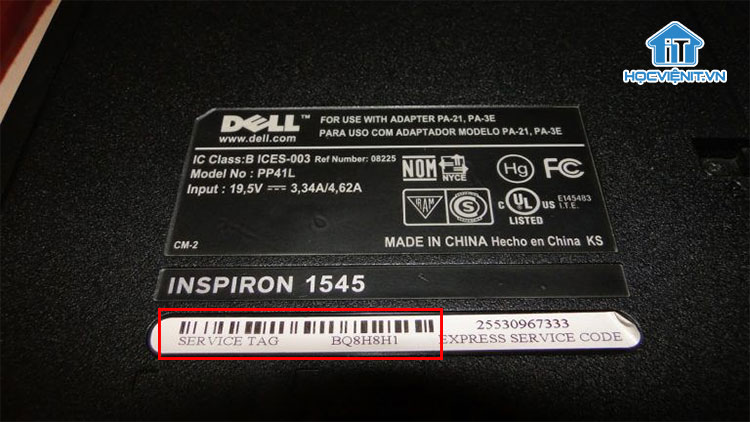 Thông số Service Tag trên laptop Dell