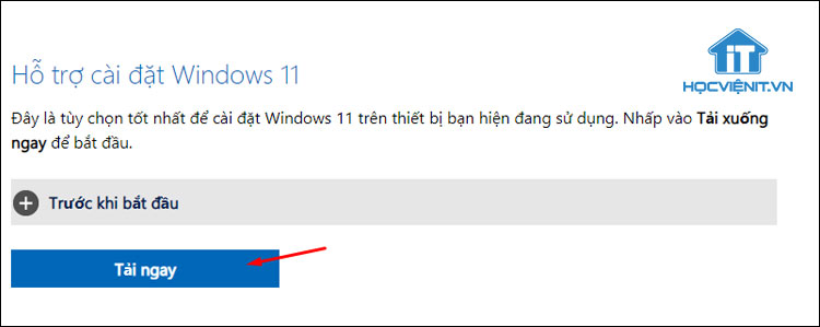 Tải hỗ trợ cài đặt Windows 11 từ trang chủ của Microsoft