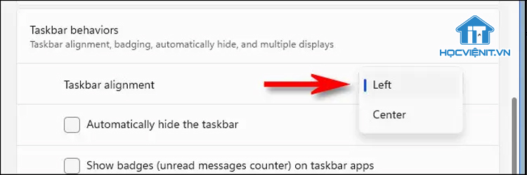 Di chuyển biểu tượng trên thanh Taskbar sang bên trái