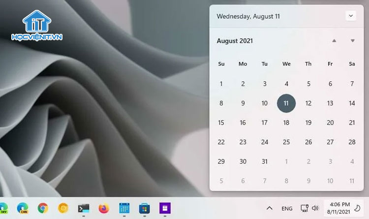 Lịch trong Notification Center