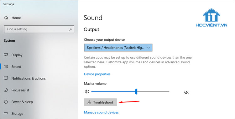 Chạy trình khắc phục sự cố âm thanh trong Windows 10