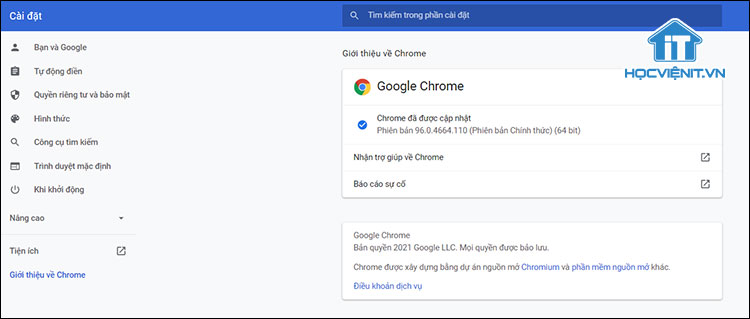 Cách kiểm tra phiên bản của Google Chrome