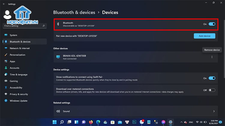 Chuyển Bluetooth sang chế độ On