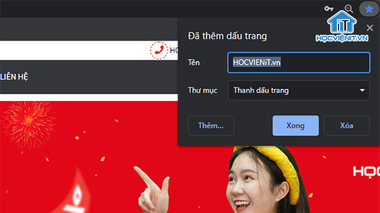 Chọn Add bookmark