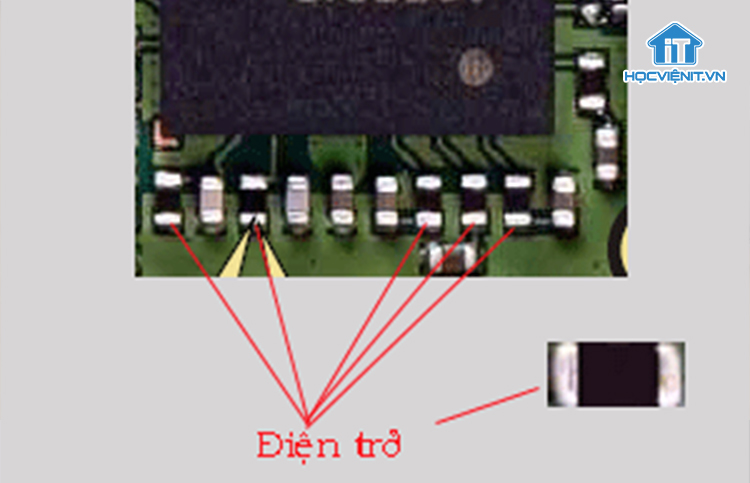 Hình dáng của điện trở trên vỉ máy điện thoại