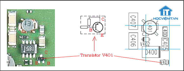 Hình dáng của Transistor trên vỉ máy điện thoại