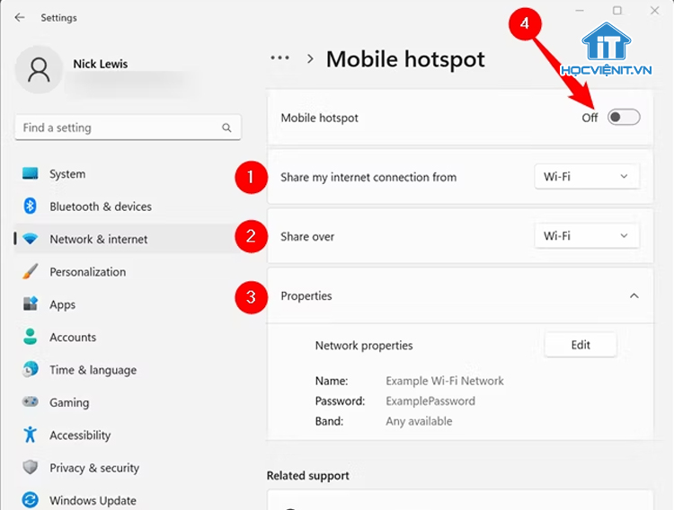 Thiết lập kết nối Wifi