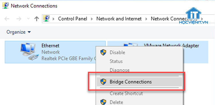 Chọn Bridge Connections