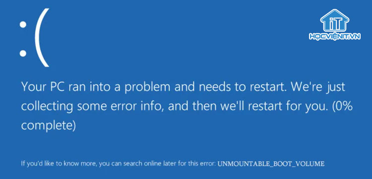 Lỗi màn hình xanh Unmountable Boot Volume