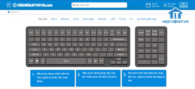 Giao diện trang web Sửa chữa Laptop 24h.com
