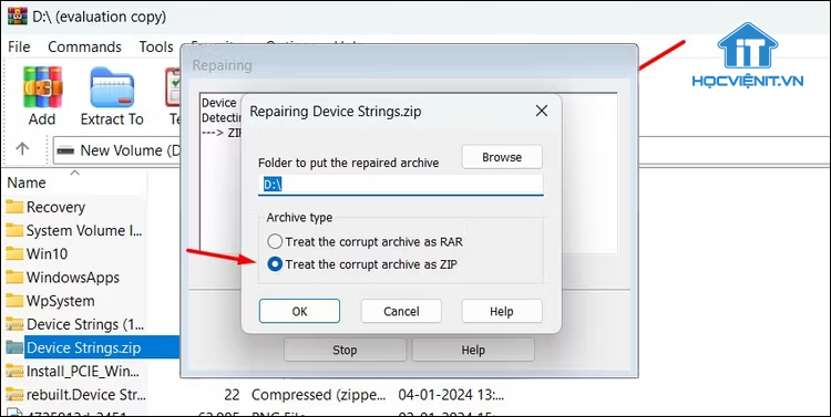 Sử dụng WinRAR để sửa file ZIP