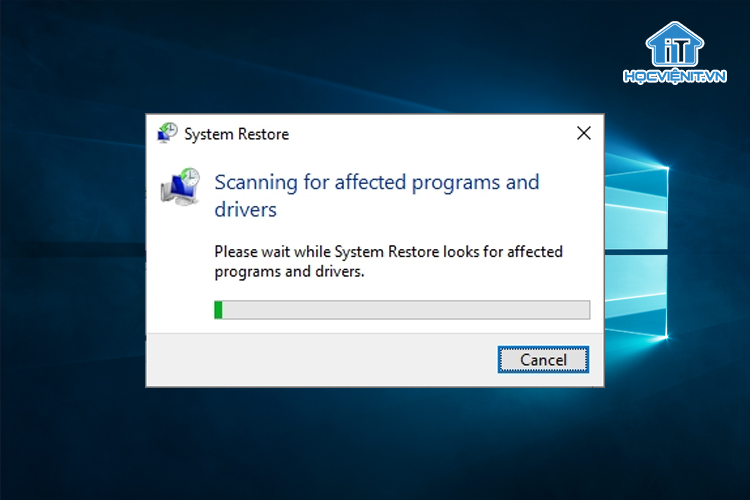 Quá trình khôi phục hệ thống sẽ mất một khoảng thời gian