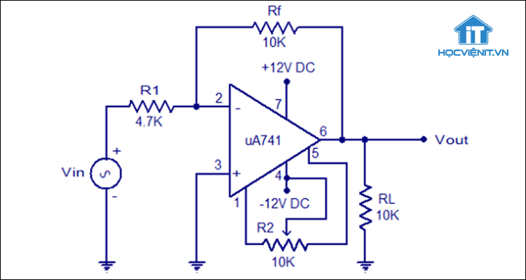 Mạch khuếch đại đảo ngược sử dụng uA741