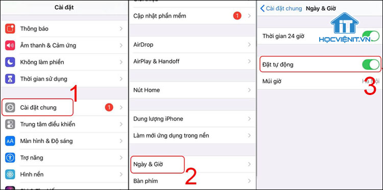 Thiết lập ngày & giờ tự động