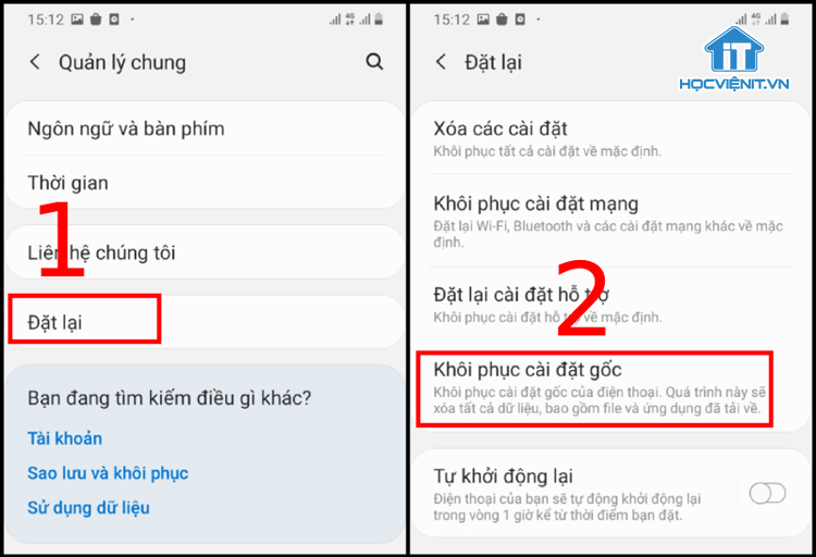 Khôi phục cài đặt gốc trên điện thoại Android