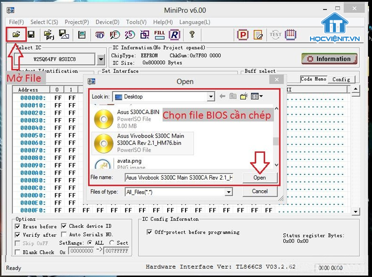 Mở file đã lưu