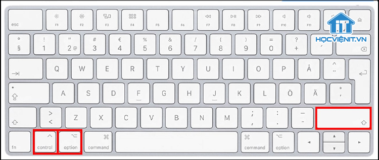 Tổ hợp phím Shift + Control + Option