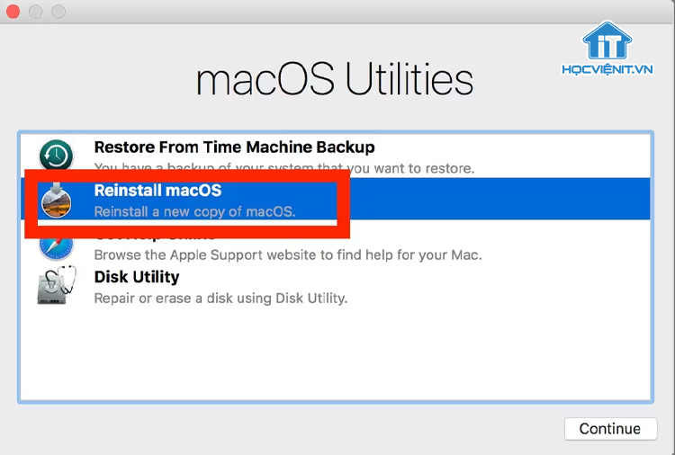 Chọn Reinstall macOS