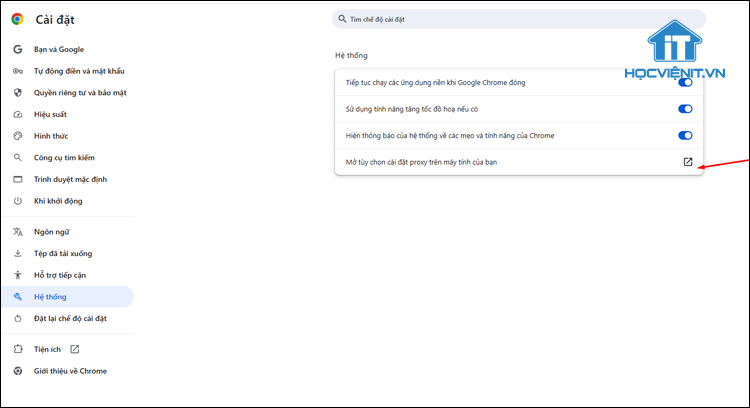 Mở tùy chọn cài đặt proxy trên máy tính